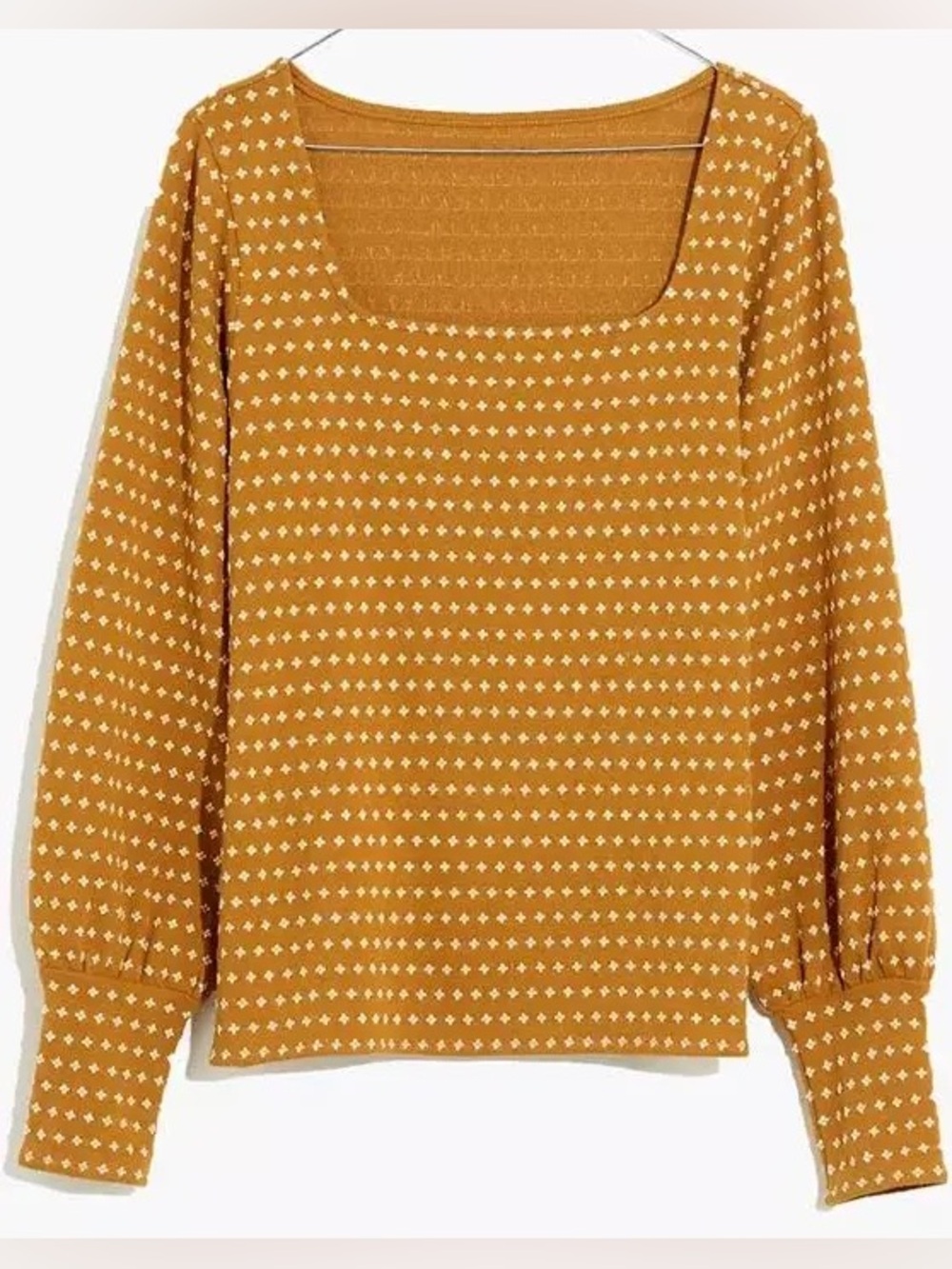 Madewell Floral Jacquard Square Neck Top Golden Ochre Women’s Small NWOT - Picture 2 of 9